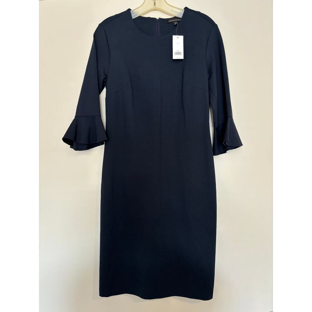 Banana Republic Ponte Knit Shift Dress Office Career Navy Blue Size 4 New